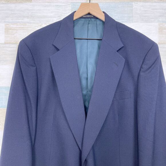 Jos A Bank Kent Hopsack Blazer Navy Blue Gold Buttons Wool Single Vent Mens 46L - Picture 2 of 12